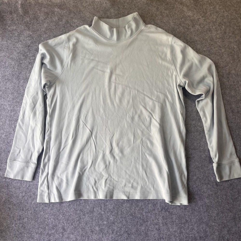 Lands'‎ End Mock Neck Long Sleeve Top Large Tall Light Blue Cotton Knit